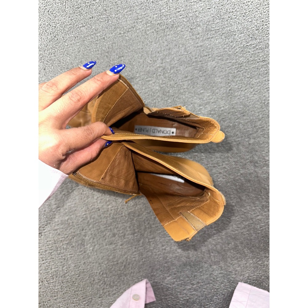 Y2K Donald J Pliner Boots Women 9 M Tan Lindy 55 Leather Spain Made Office Work - Picture 14 of 16